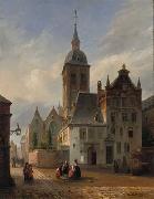 unknow artist On the sunlit church square oil painting on canvas